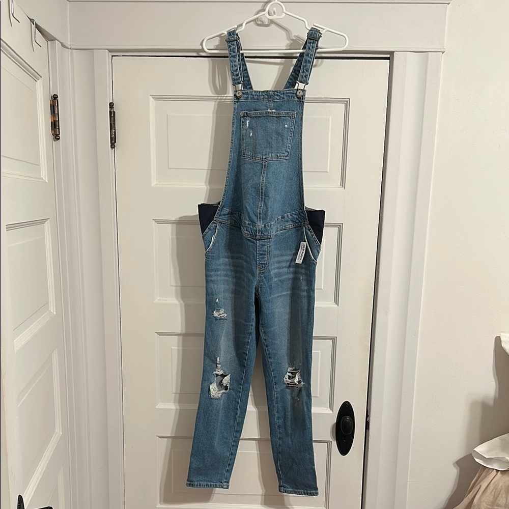 Old Navy Maternity Distressed Denim Overalls